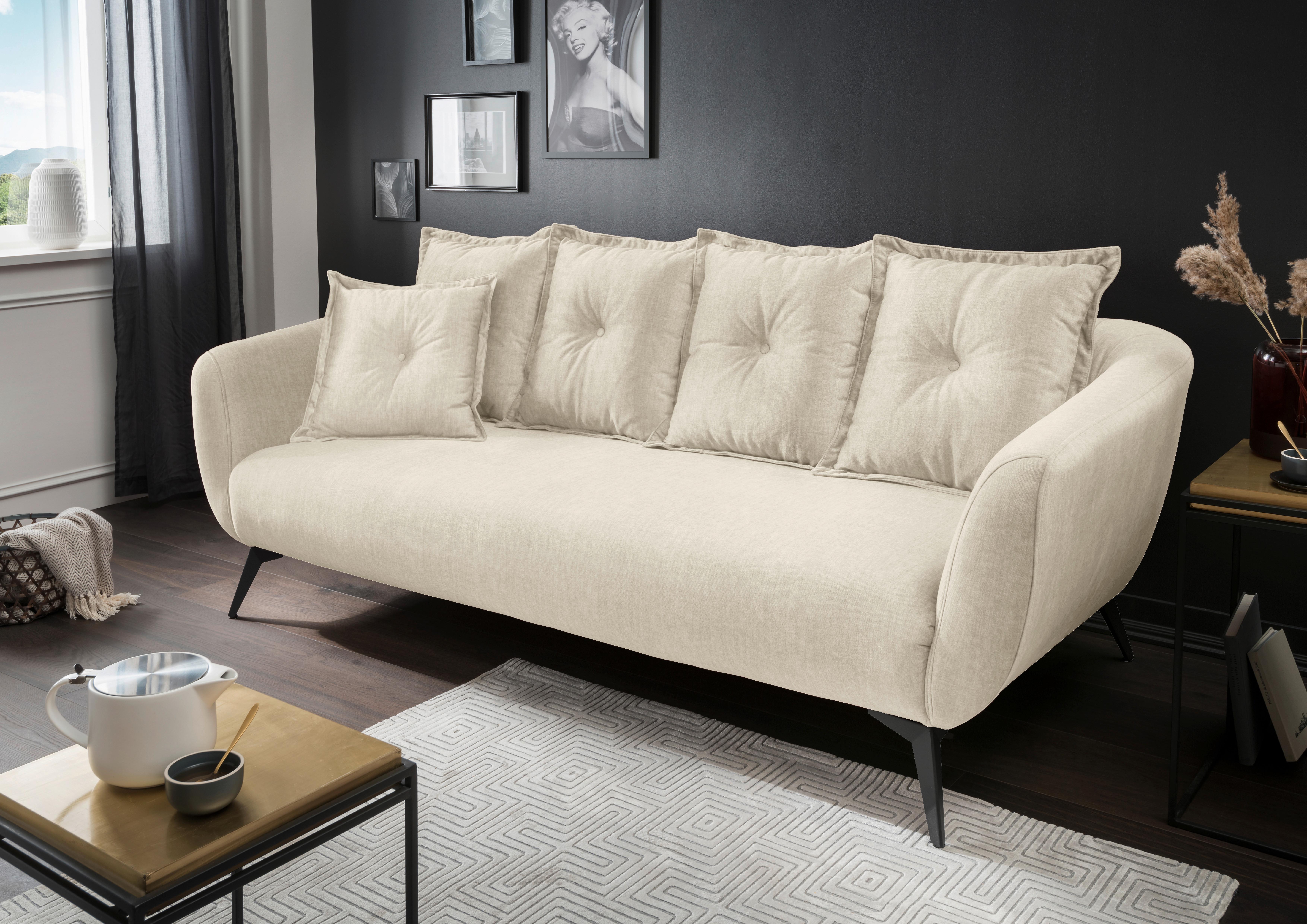 3-Sitzer-Sofa Baggio Beige, Schwarz, B: 236 cm - Beige/Schwarz, MODERN, Textil (236/94/103cm) - Livetastic