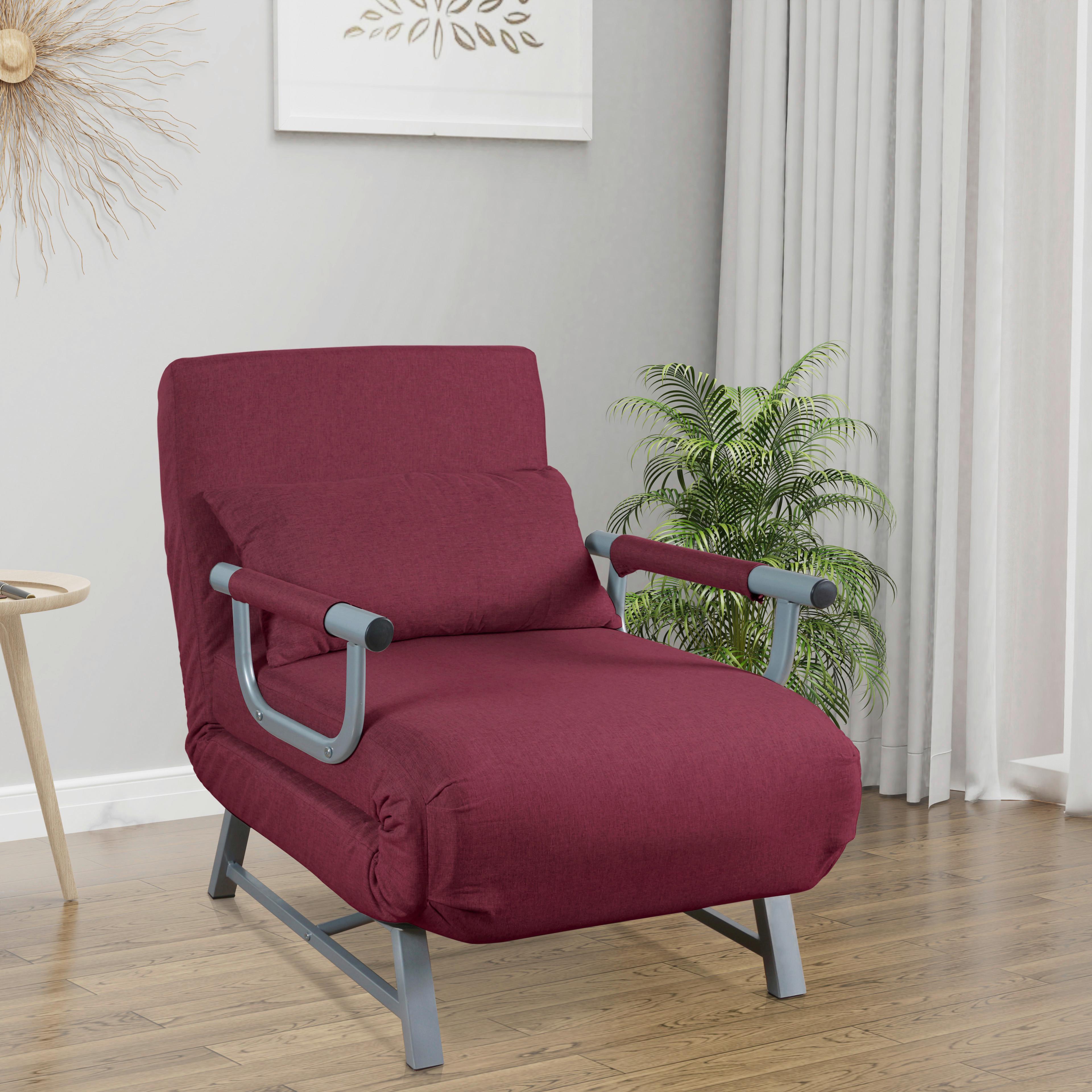 Rozkladacie kreslo KOLINO červená - sivá/červená, Modern, kov/textil (64/95/78cm) - MID.YOU