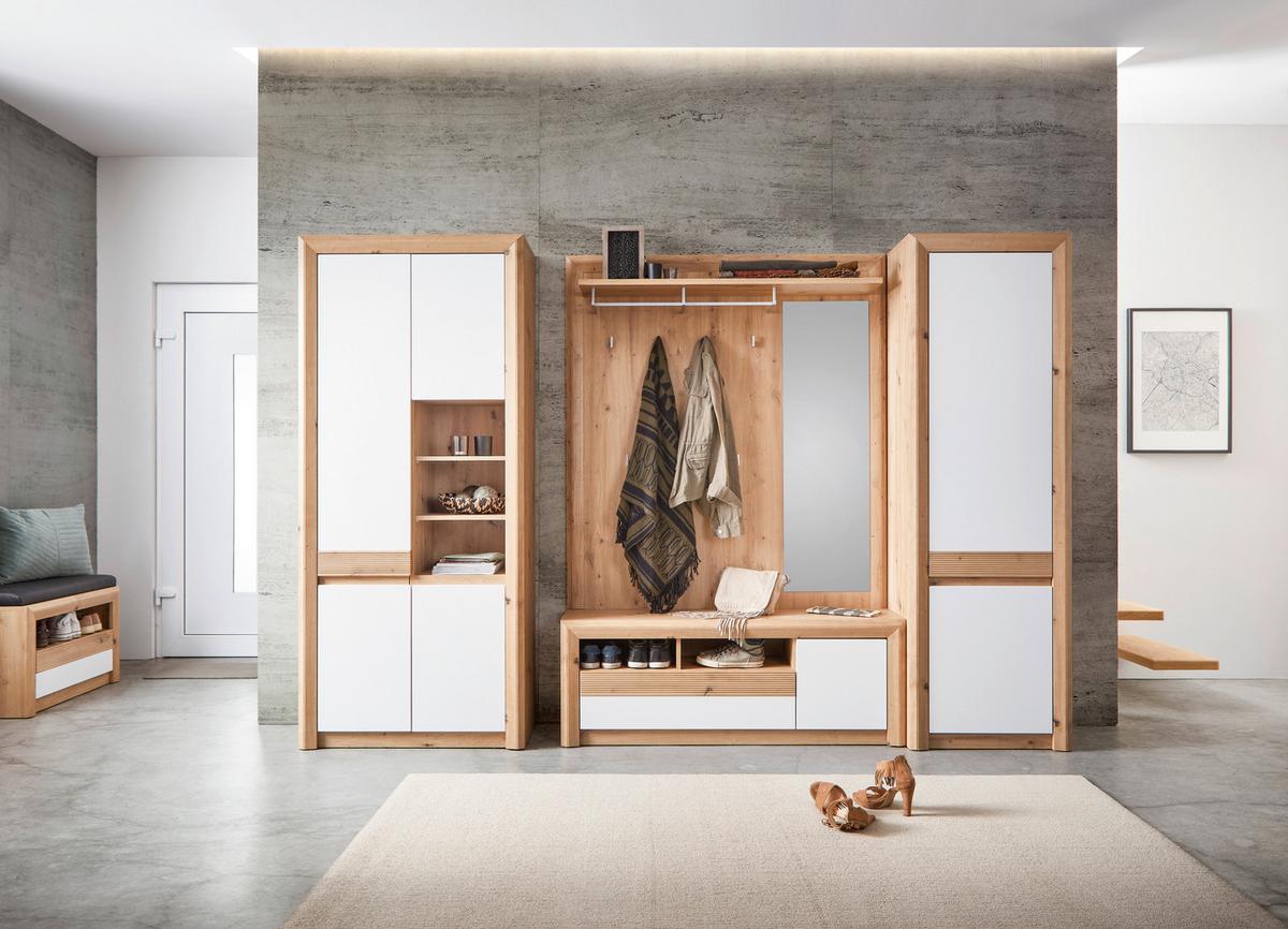 Garderoben-Set Kashmir New Weiß/Eiche Dekor 3--Teilig - Eichefarben/Weiß, MODERN, Holzwerkstoff (274/192/41cm) - James Wood
