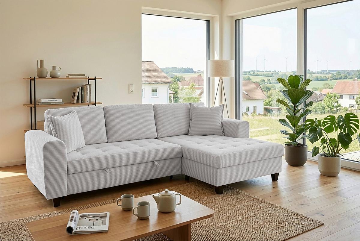 Ecksofa Moritz Beigebraun S: ca. 265x155 cm - Taupe, Trend, Textil (265/155cm)