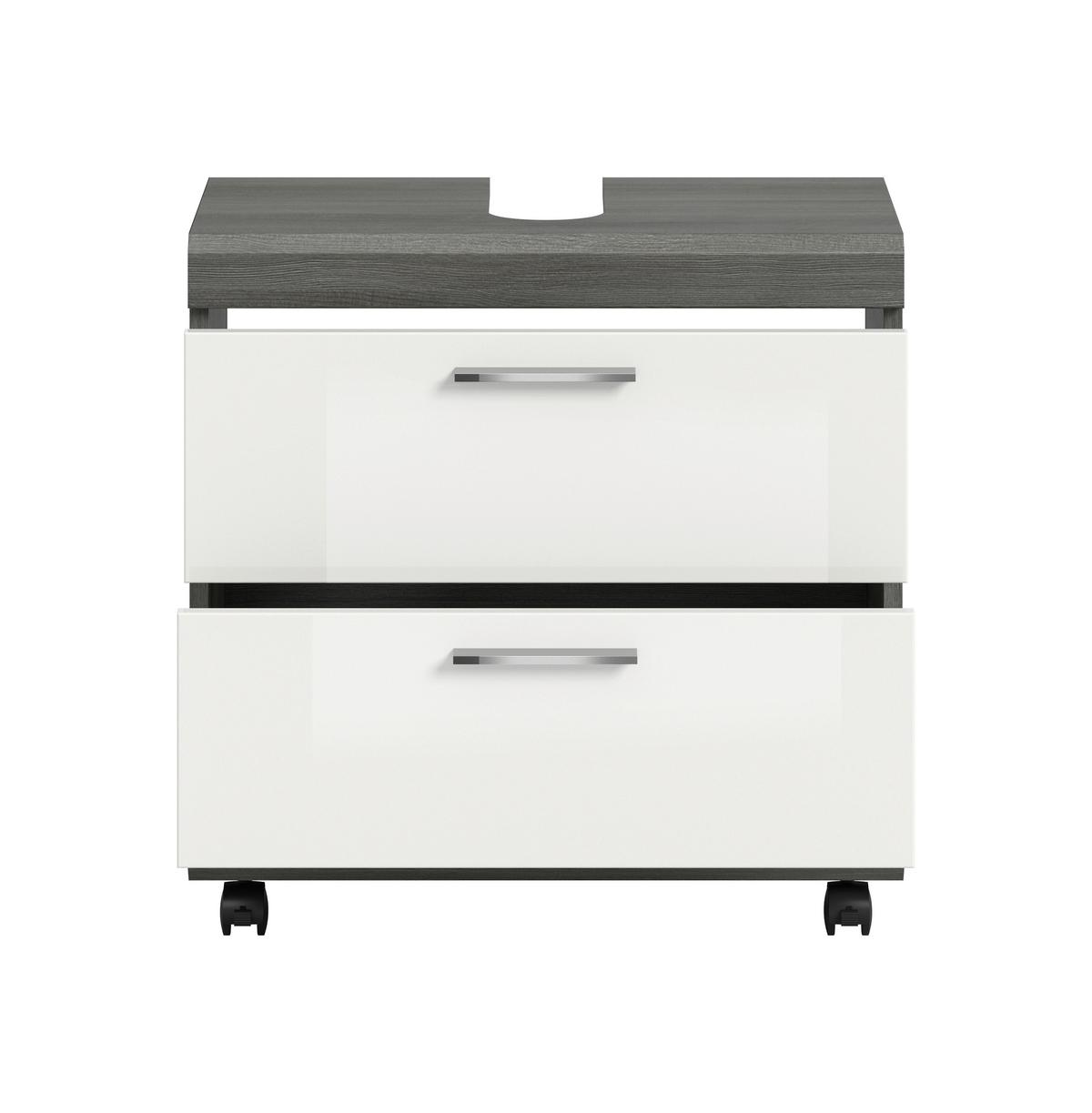 WASCHBECKENUNTERSCHRANK Scout Grau/Weiß HG B: 60cm - Weiß Hochglanz/Schwarz, Trend, Holzwerkstoff (60/60/34cm) - MID.YOU