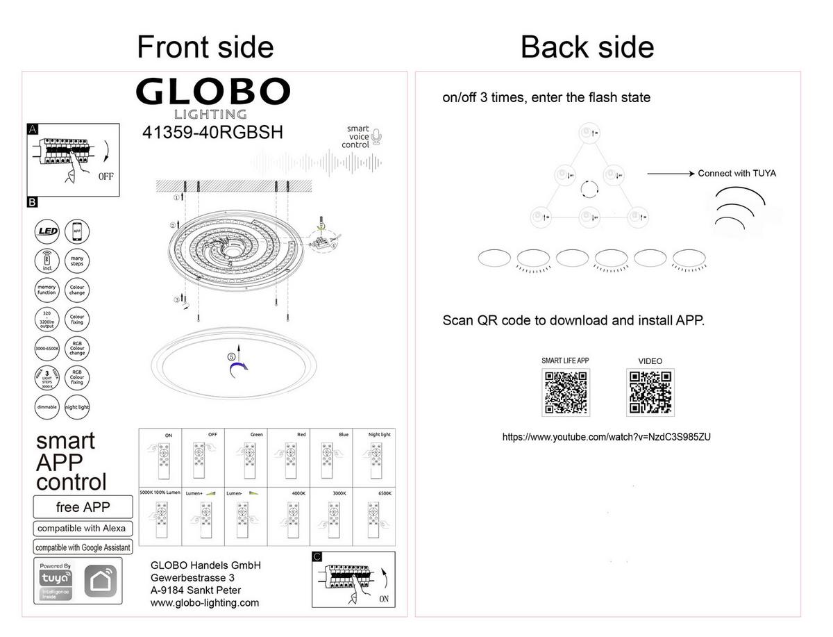 LED-Deckenleuchte Xaver Ø 56 cm Mit Smart-Steuerung - Basics, Kunststoff/Metall (56/8,5cm) - Globo