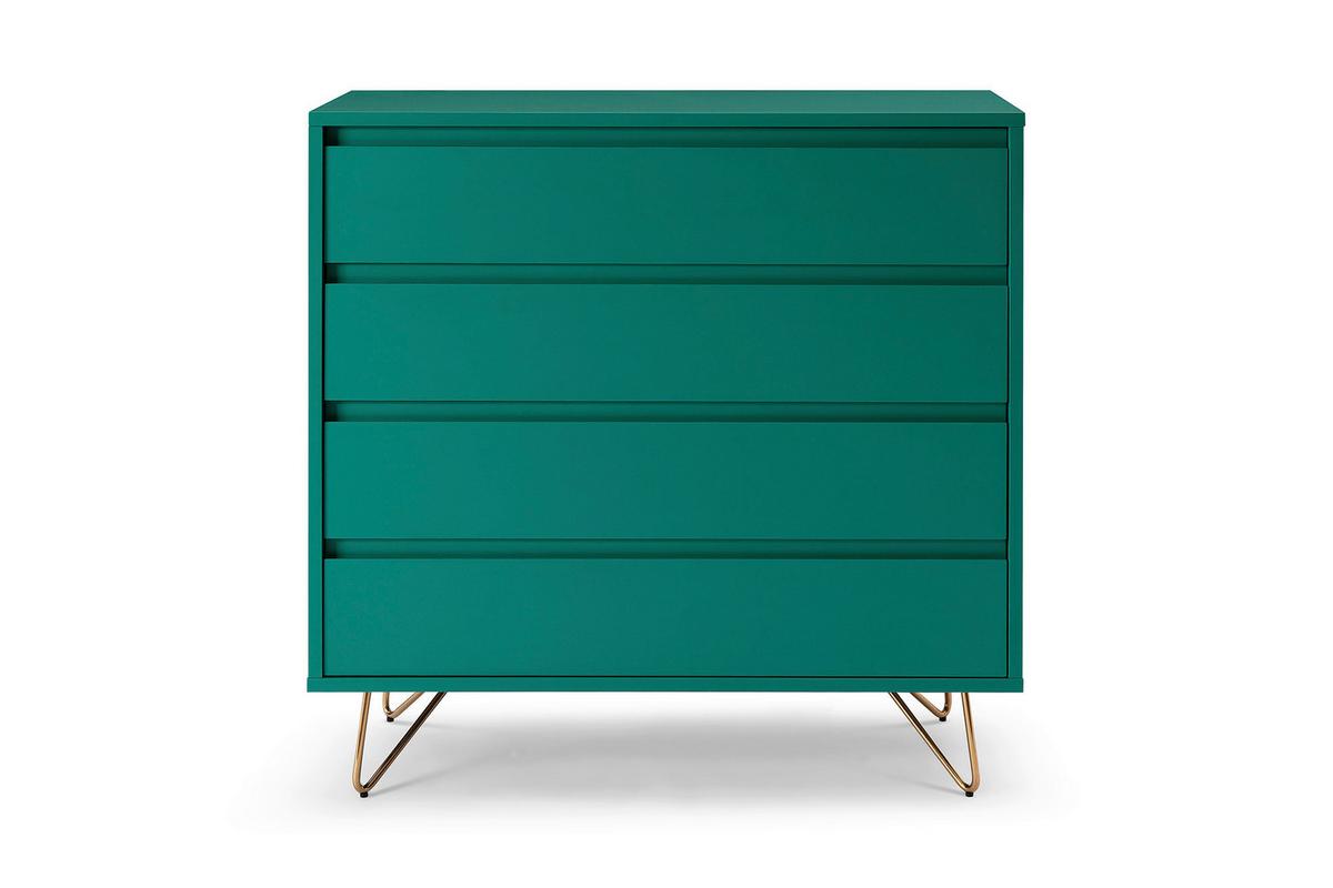 Kommode Grün B: 90cm - Messingfarben/Grün, Design, Holzwerkstoff (90/90/40cm) - Livetastic