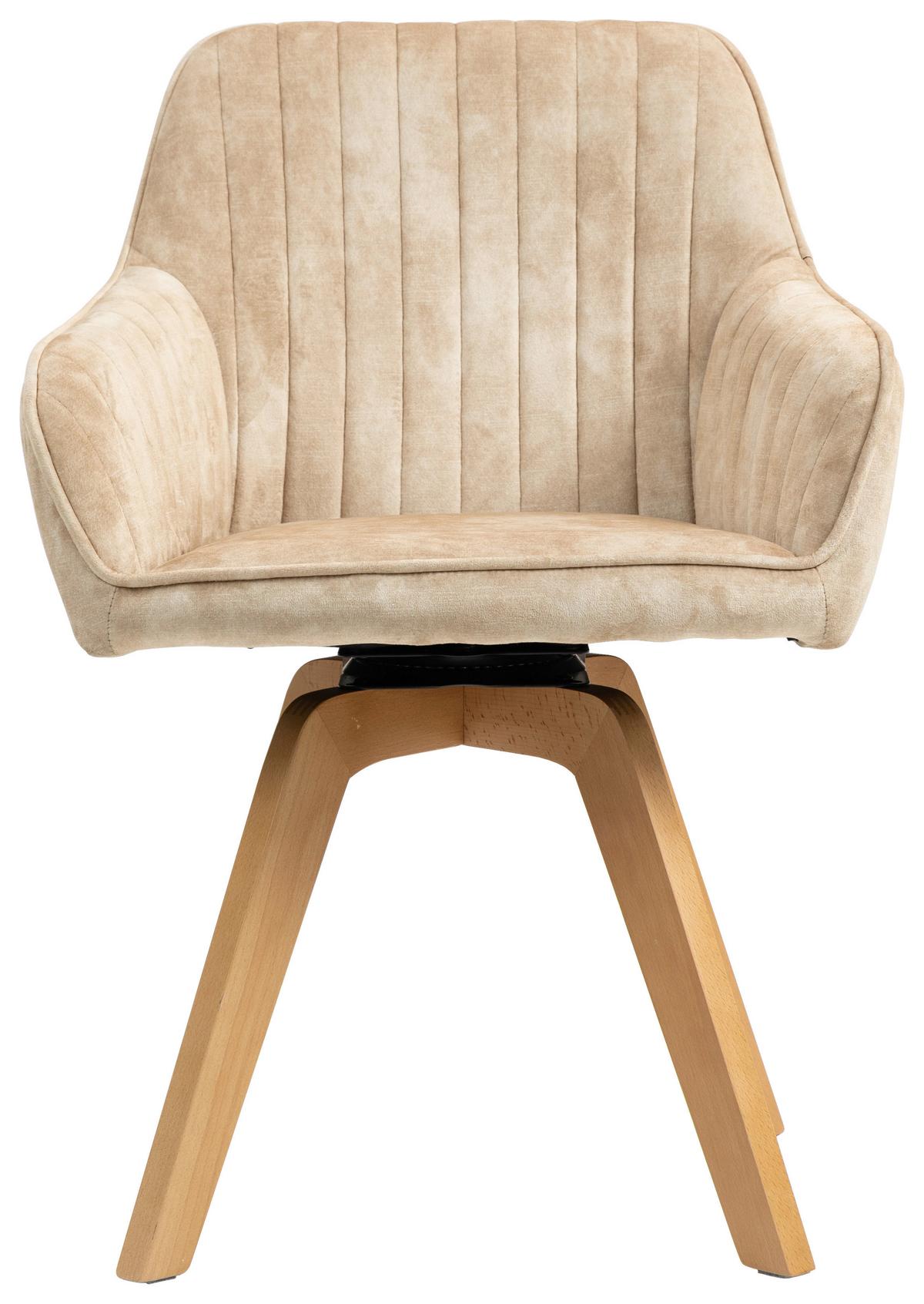 Armlehnstuhl Hanna Beige, Sitzfl. 180° Drehb. - Beige/Buchefarben, KONVENTIONELL, Holz/Textil (63/83/63cm) - MID.YOU