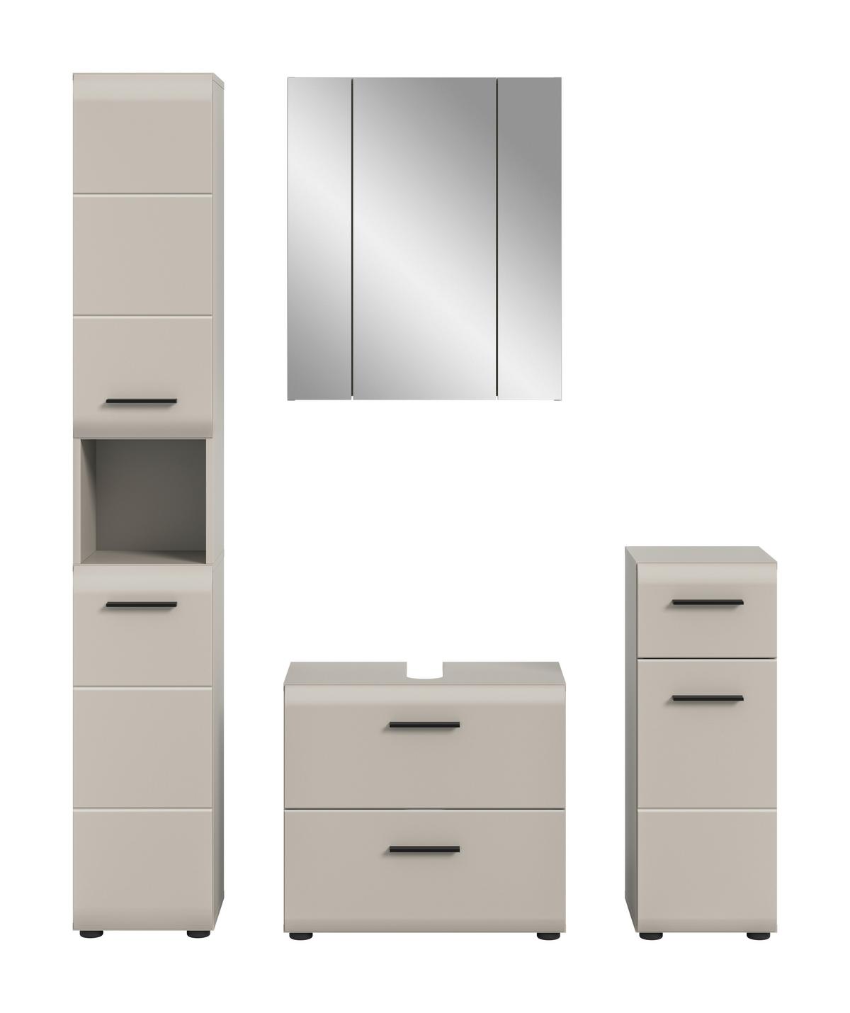 Badezimmer Ice Kaschmir B: 120cm - Kaschmir/Schwarz, Trend, Glas/Holzwerkstoff (120cm) - MID.YOU