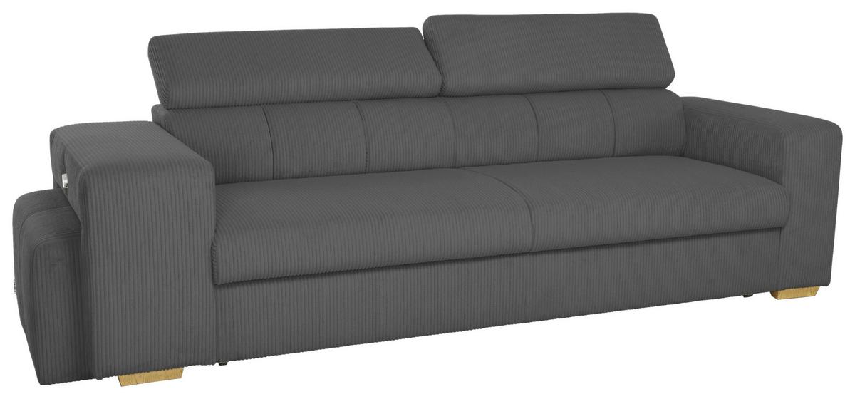 3-SitzerSofa m. Schlaffunktion Sirius S anthrazit, B: 251cm - Anthrazit/Schwarz, KONVENTIONELL, Holz/Holzwerkstoff (251/96/100cm)