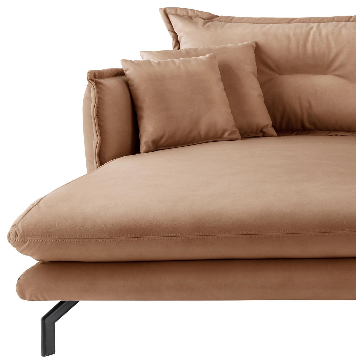 Ecksofa Lava Taupe S: 180x255cm - Taupe/Schwarz, MODERN, Textil (180/255cm) - Livetastic