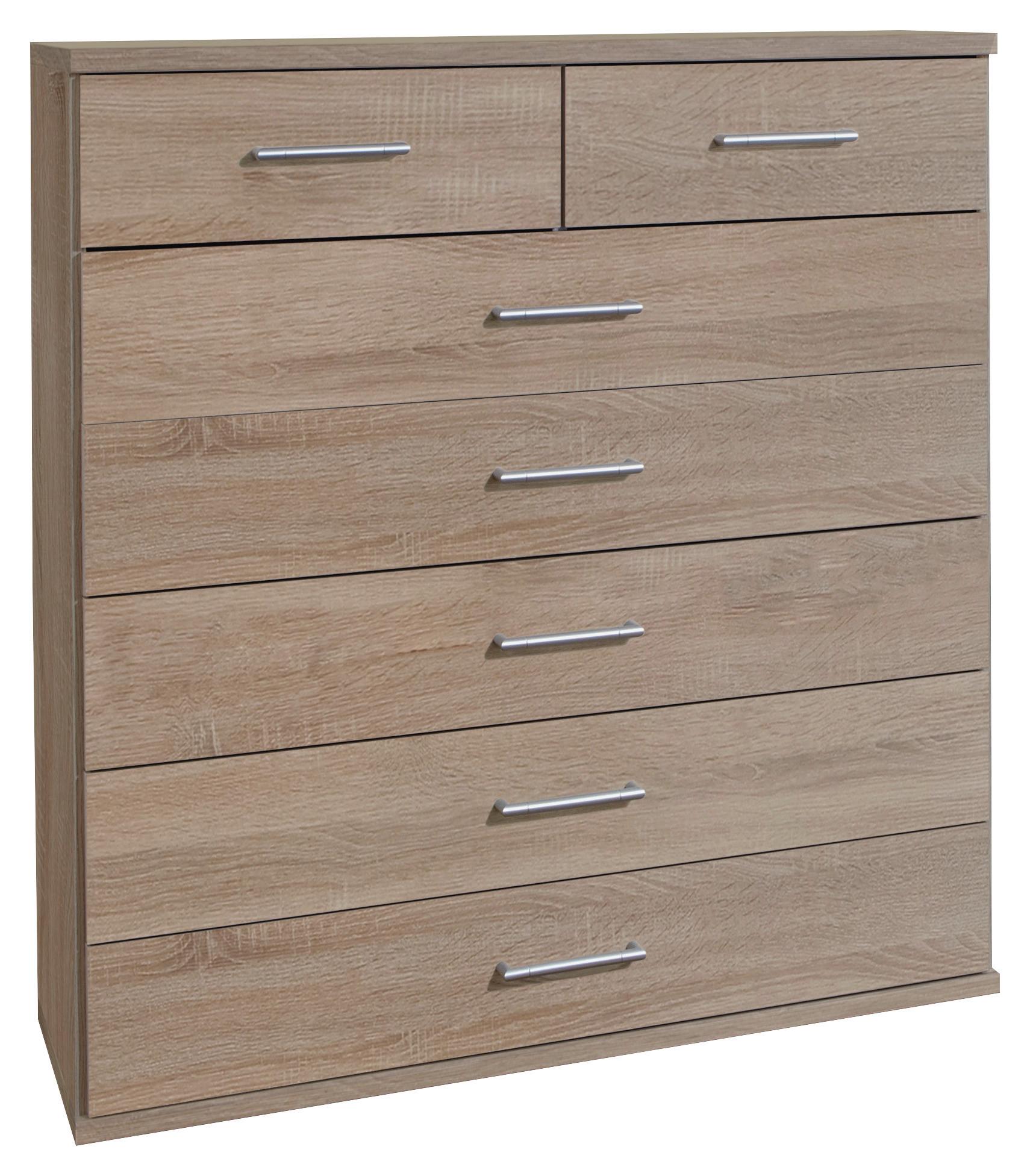 Komoda OSAKA šířka 91cm - barvy dubu/barvy hliníku, Konvenční, kompozitní dřevo/plast (91/106/40cm) - MID.YOU