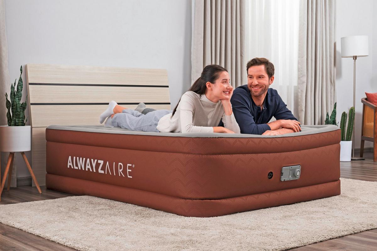 Luftbett Anastasia 203x152x51 Cm Bis 350kg, Inkl. Pumpe - Braun/Grau, KONVENTIONELL, Kunststoff/Metall (203/152/51cm) - Bestway