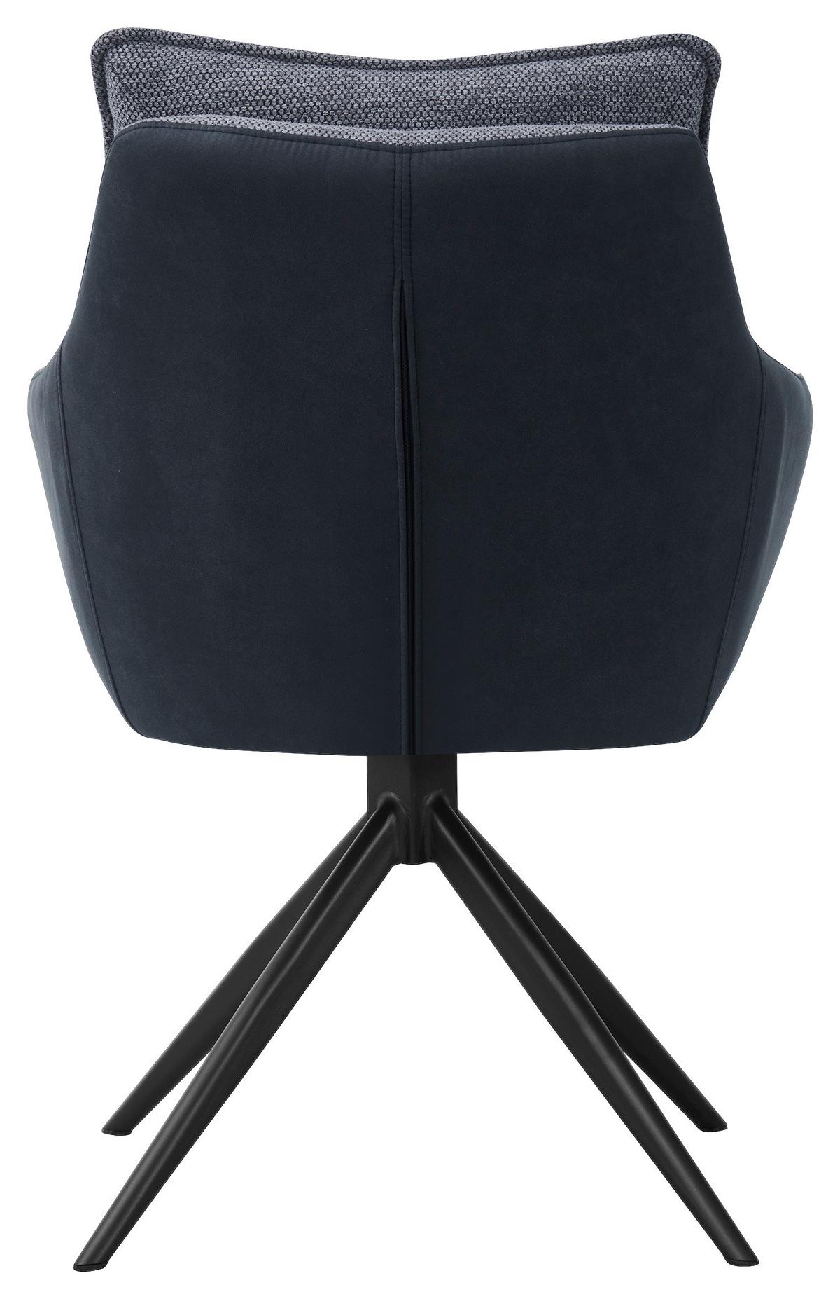 Armlehnstuhl Emilia II Webstoff grau, B: 60cm - Schwarz/Grau, MODERN, Holz/Textil (60/88/65cm)