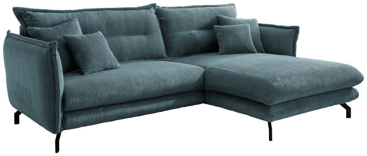 Ecksofa Lava Petrol S: 255/180 cm - Petrol/Schwarz, MODERN, Textil (255/180cm) - Livetastic