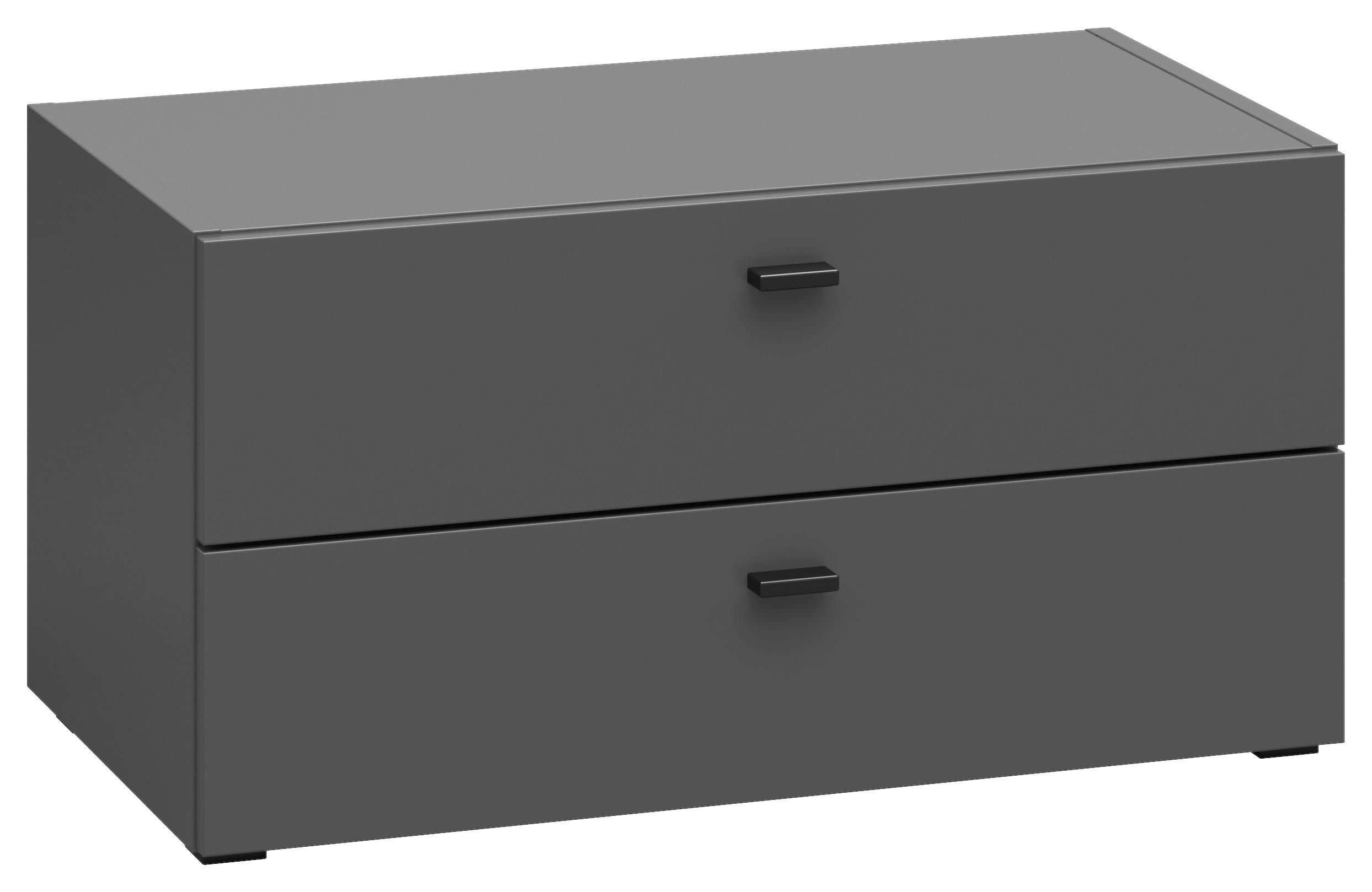 Kommode 2 Laden, B: 64 cm Sixty-Four ,graphitfarben - Schwarz/Graphitfarben, Trend, Holzwerkstoff (64/32/35cm)