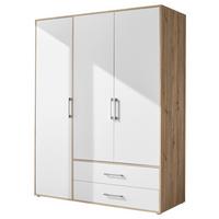 Kleiderschrank 3trg Lembo San Remo/weiß B: 155 Cm - Weiß/Eiche Artisan, Basics, Holzwerkstoff (155/195/60cm)