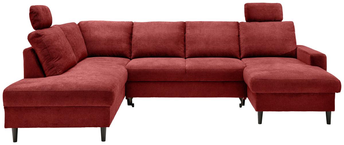 Wohnlandschaft Passione Rot U: 200x305x153 cm - Rot/Schwarz, MODERN, Textil (200/305/153cm) - Livetastic