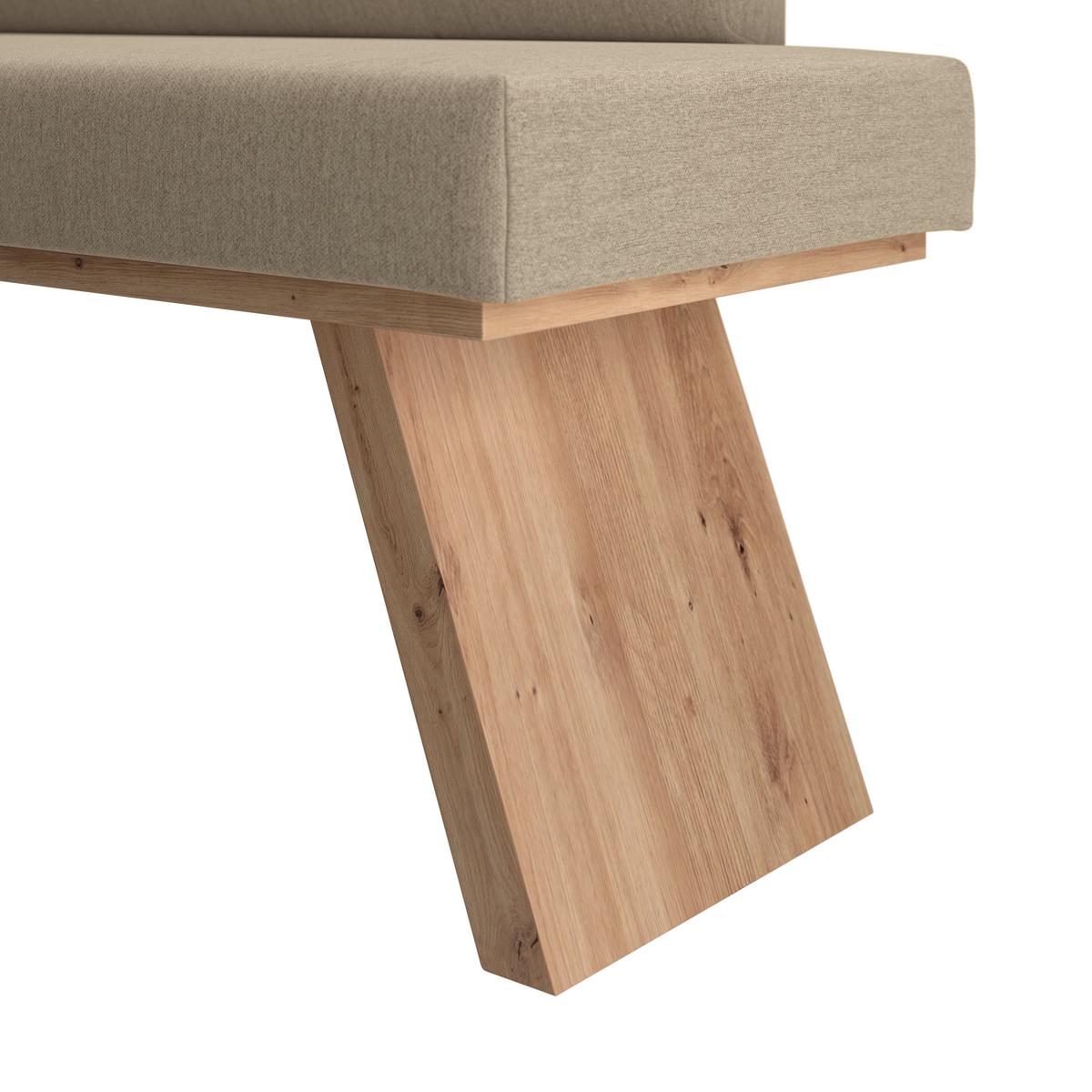 Eckbank Emma Ii Webstoff Beige, B: 140 Cm - Eichefarben/Beige, KONVENTIONELL, Holzwerkstoff/Textil (140/160cm)