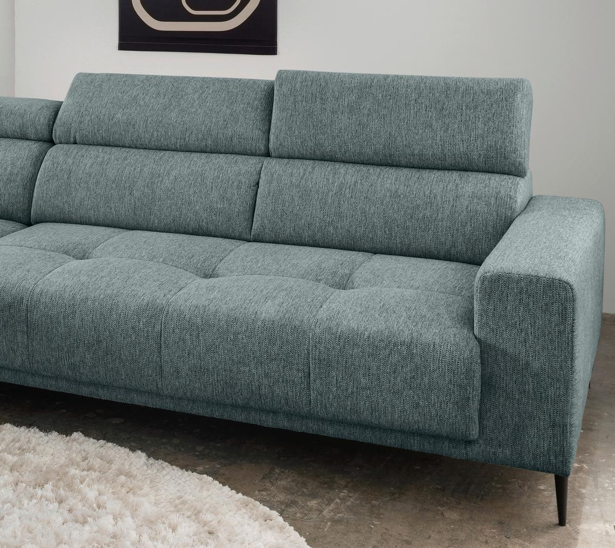 Ecksofa Intera, Mintgrau S: 188x276 Cm - Mintgrau/Schwarz, KONVENTIONELL, Textil (188/276cm) - Livetastic