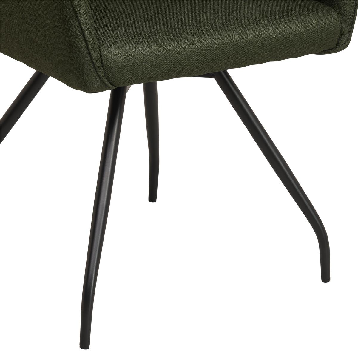 Armlehnstuhl Pam Grün, Sitzfl. 360° Drehbar - Schwarz/Grün, KONVENTIONELL, Holz/Textil (57/85.5/60cm) - MID.YOU