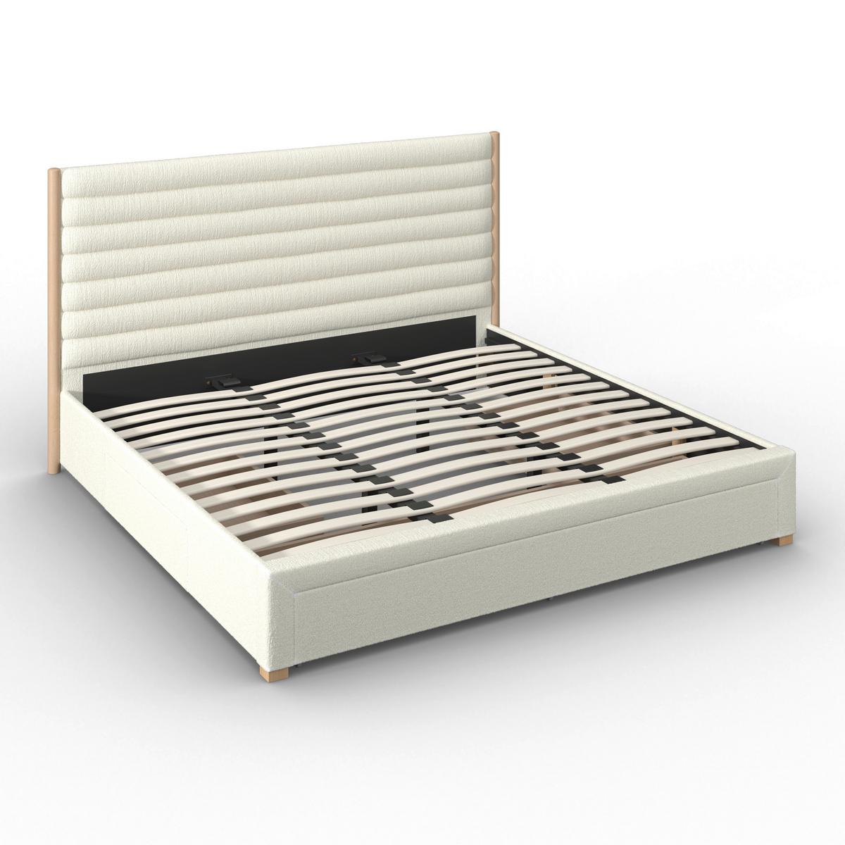 Čalúnená posteľ TALYA 180x200, slonovinová - svetlohnedá/slonovinová, Modern, kov/drevo (180/200cm) - Bessagi Home