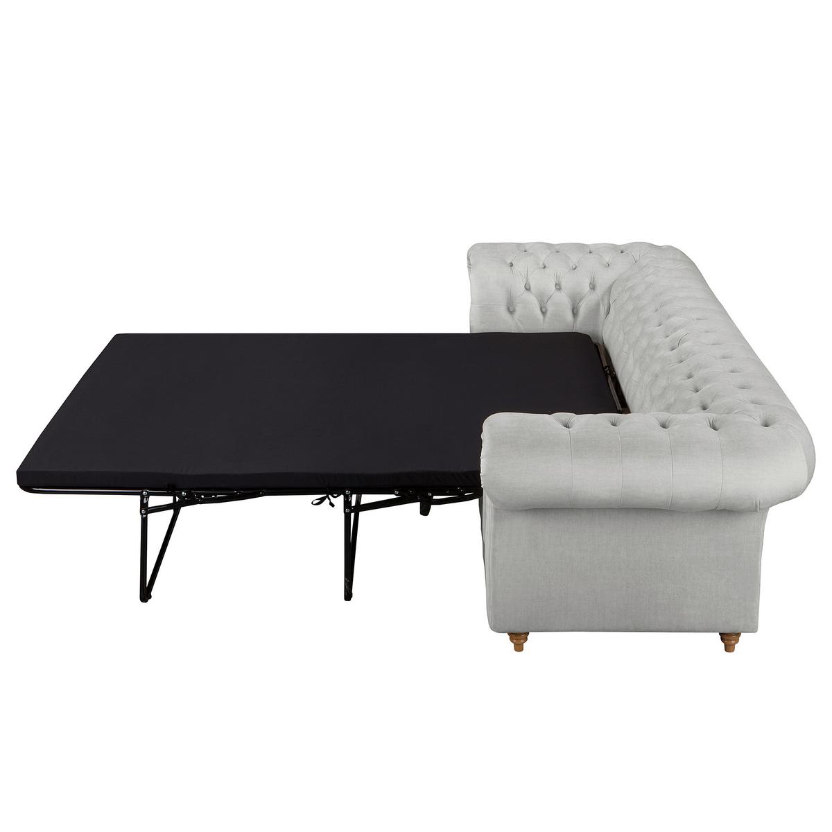 Schlafsofa Laura Hellgrau, B: 218cm - Hellgrau/Braun, Design, Textil (218/74/91cm) - P & B