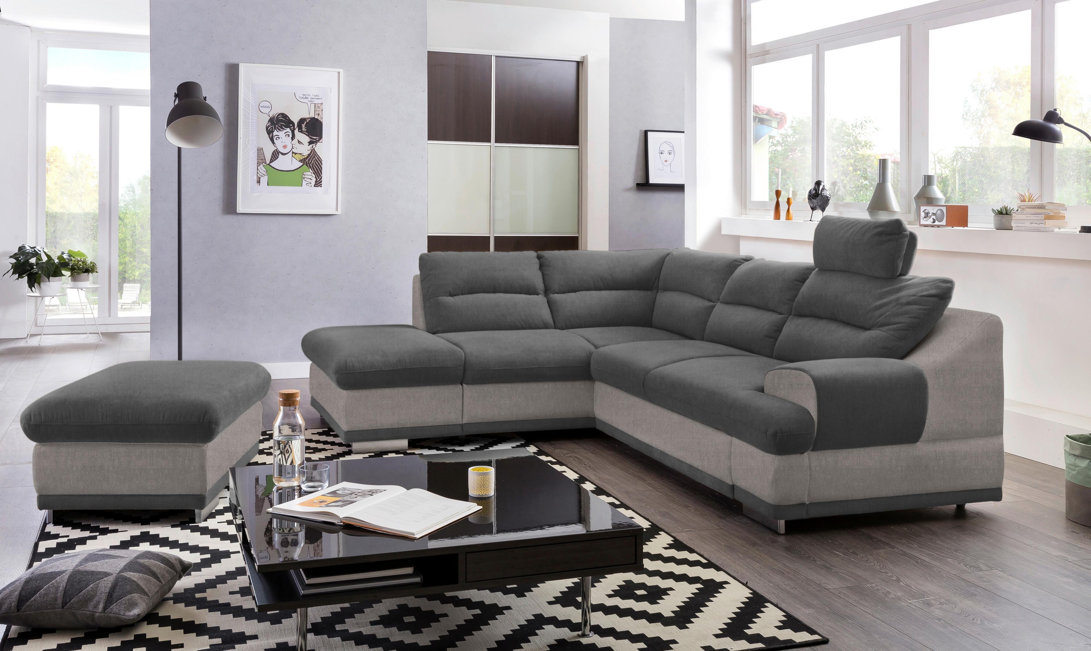 Wohnlandschaft Seaside - Chromfarben/Dunkelgrau, KONVENTIONELL, Textil (217/264cm) - MID.YOU