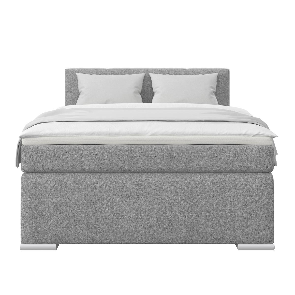 Boxspringbett Mira I Nordic, Lf: 120x200 cm - Alufarben/Grau, Basics, Textil (120/200cm)