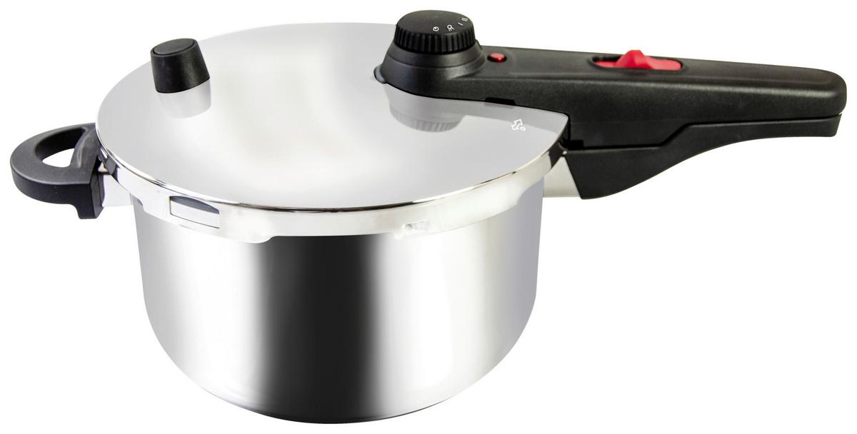 Kelomat Schnellkochtopf 4,5 L Edelstahl Induktion + Kochbuch - Silberfarben, Basics, Metall (22cm) - Kelomat