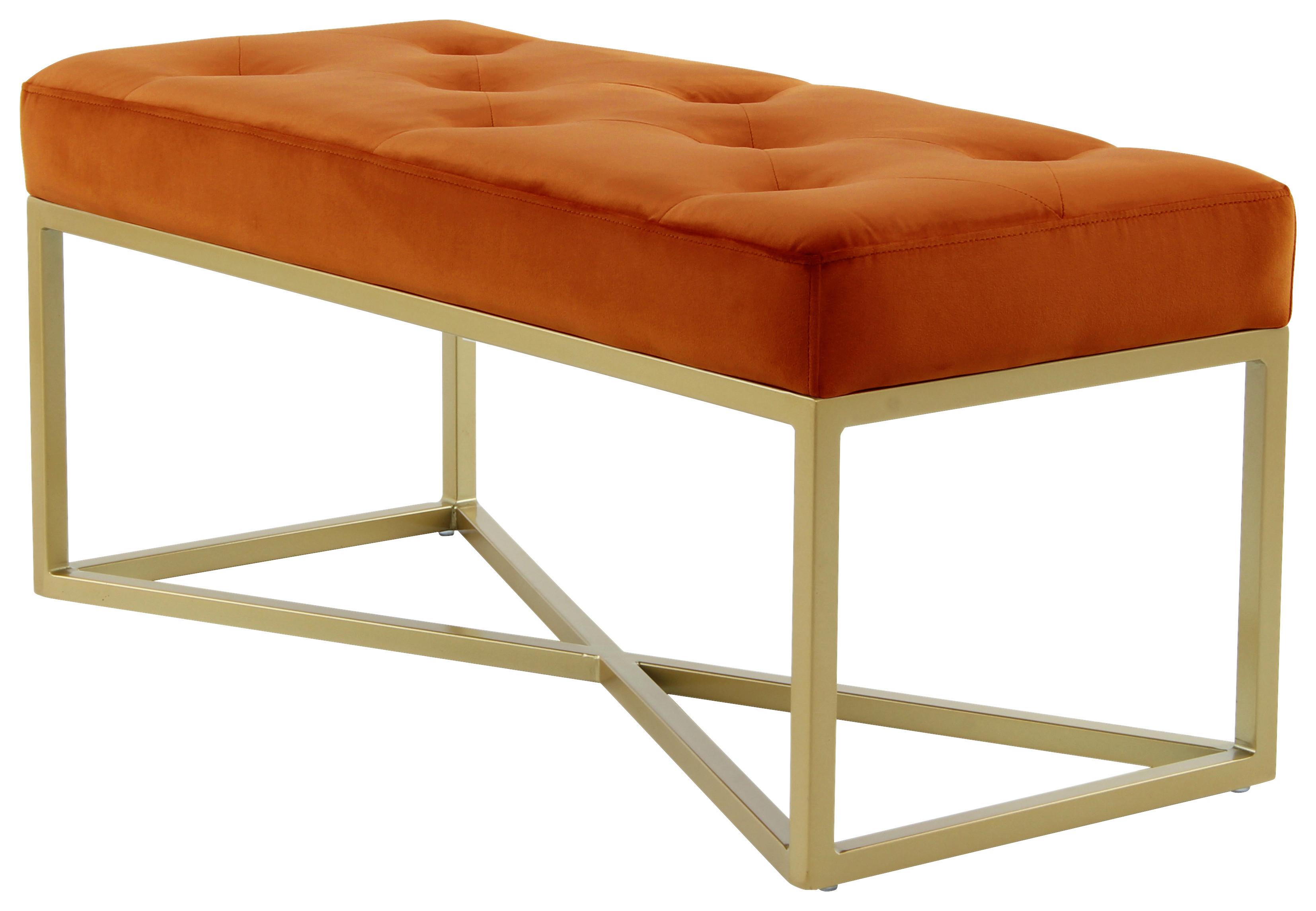 DLHÁ TABURETKA CAMERON - oranžová/zlatá, Design, kov/drevo (40/40/90cm)