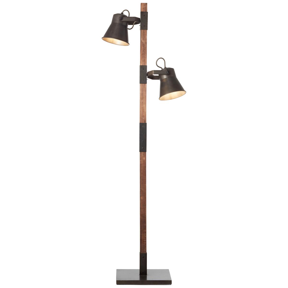 Stehlampe Holz Plow Schwarz Drehbar Und Schwenkbar - Schwarz, Design, Holz/Metall (51/153,5cm) - Brilliant