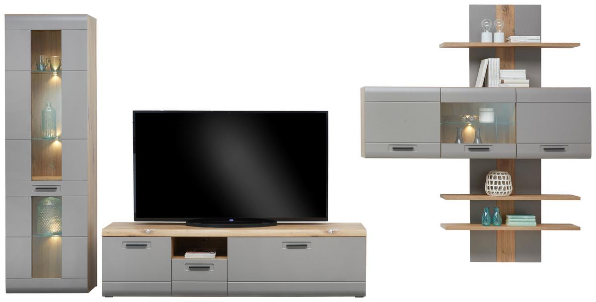 Vitrine Auris B: 60 Cm Eiche/basalt - Grau, MODERN, Glas/Holzwerkstoff (60/204,2/37,1cm) - Luca Bessoni