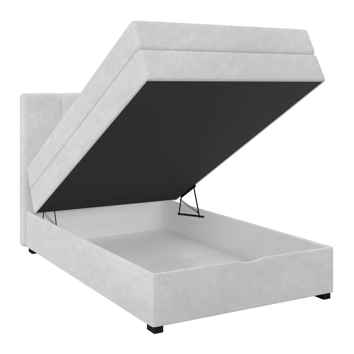 Boxspringbett mit Topper & Bettkasten 100x200 Lauro - Creme/Schwarz, Trend, Textil (100/200cm)