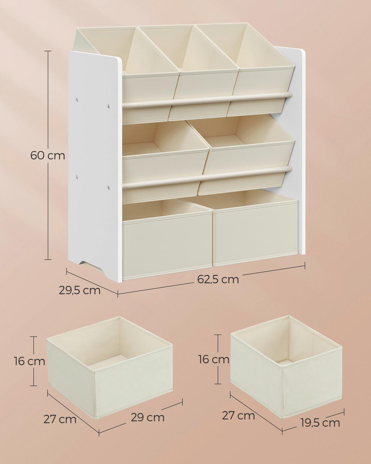 Kinderregal Toy Storage Shelf Weiß/Beige B: 62,5 cm - Beige/Weiß, MODERN, Holzwerkstoff/Textil (62,5/60/29,5cm) - MID.YOU