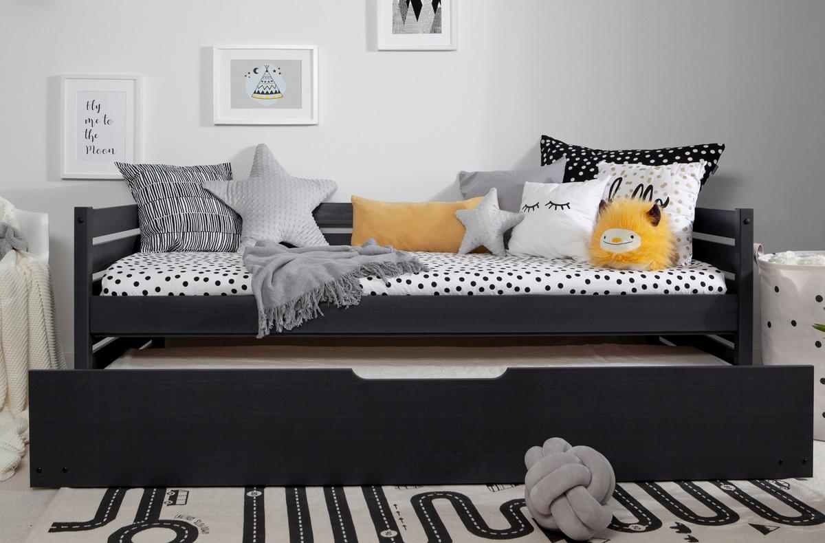 Stauraumbett Naomi - Grau, MODERN, Holz (90/200cm) - MID.YOU