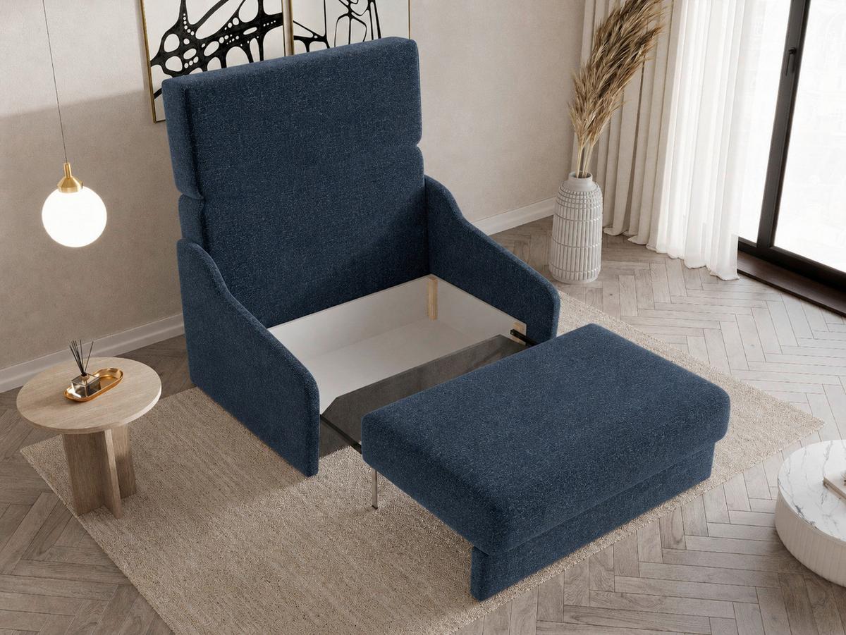 Schlafsofa Fly Dunkelblau, B: 136 cm - Schwarz/Dunkelblau, Design, Textil (136/86/113cm) - MID.YOU