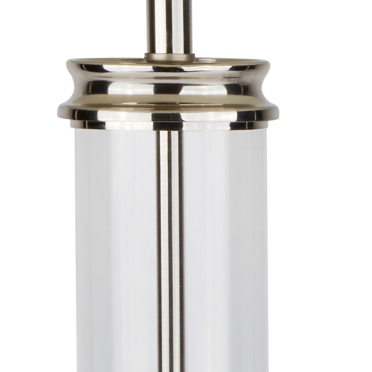 Tischleuchte Eu5141ss Pedestal - Silberfarben/Weiß, KONVENTIONELL, Glas/Textil (37/62cm)