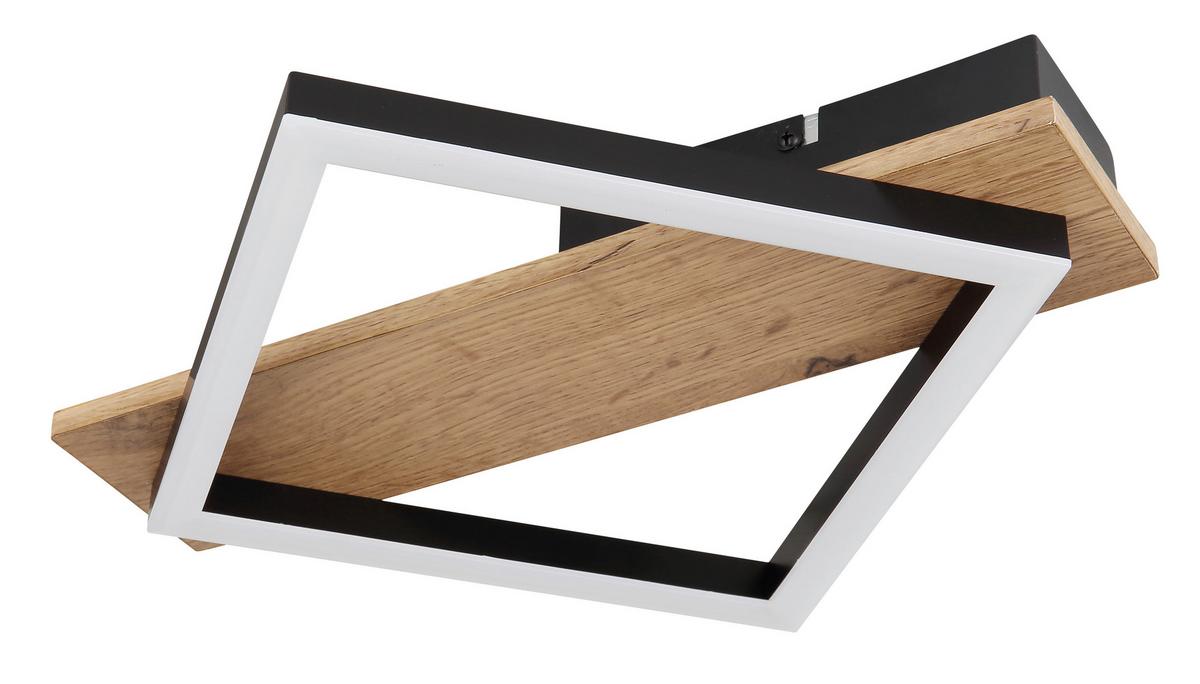 LED-Deckenleuchte 67294d - Dunkelbraun/Opal, Natur, Holzwerkstoff/Kunststoff (33/31/5,5cm) - Globo
