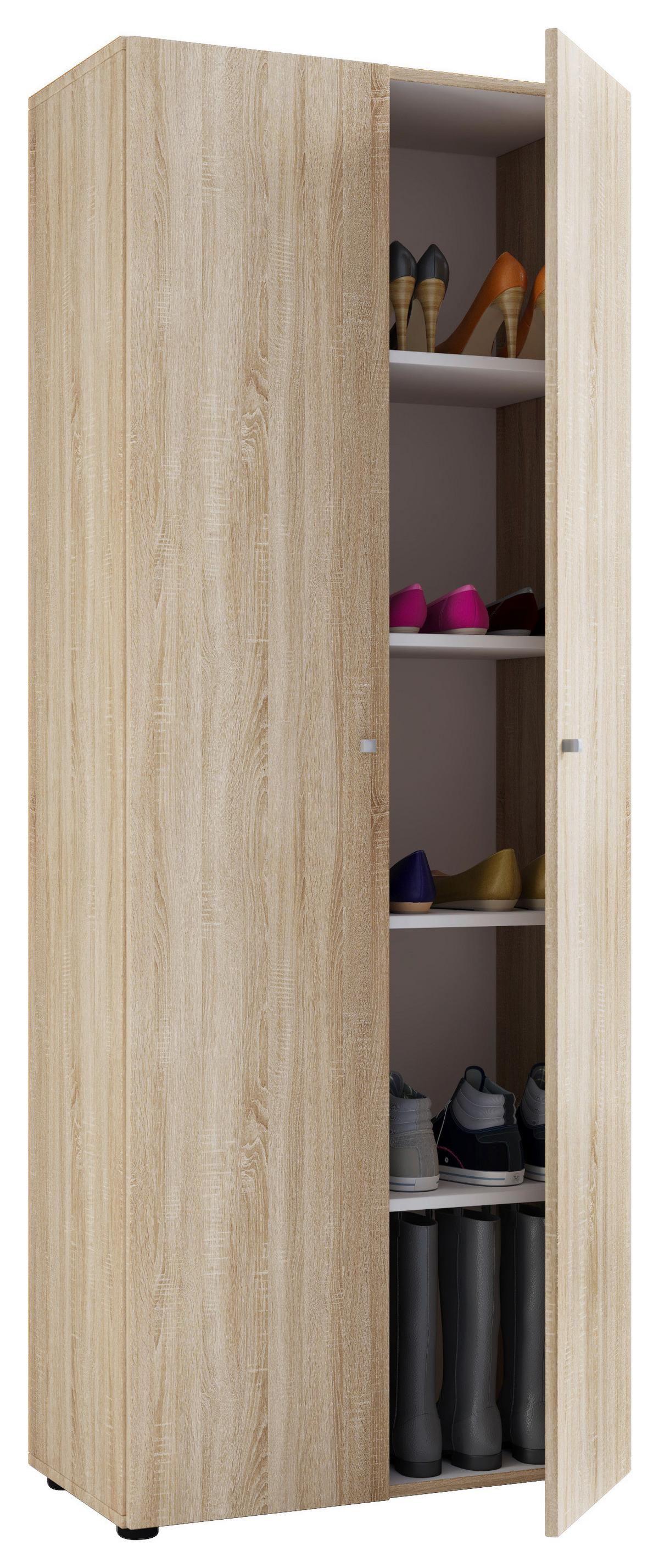 Schuhschrank Vandol Sonoma Eiche Dekor B: 70 cm - Schwarz/Sonoma Eiche, Design, Holzwerkstoff (71/180/39cm) - MID.YOU