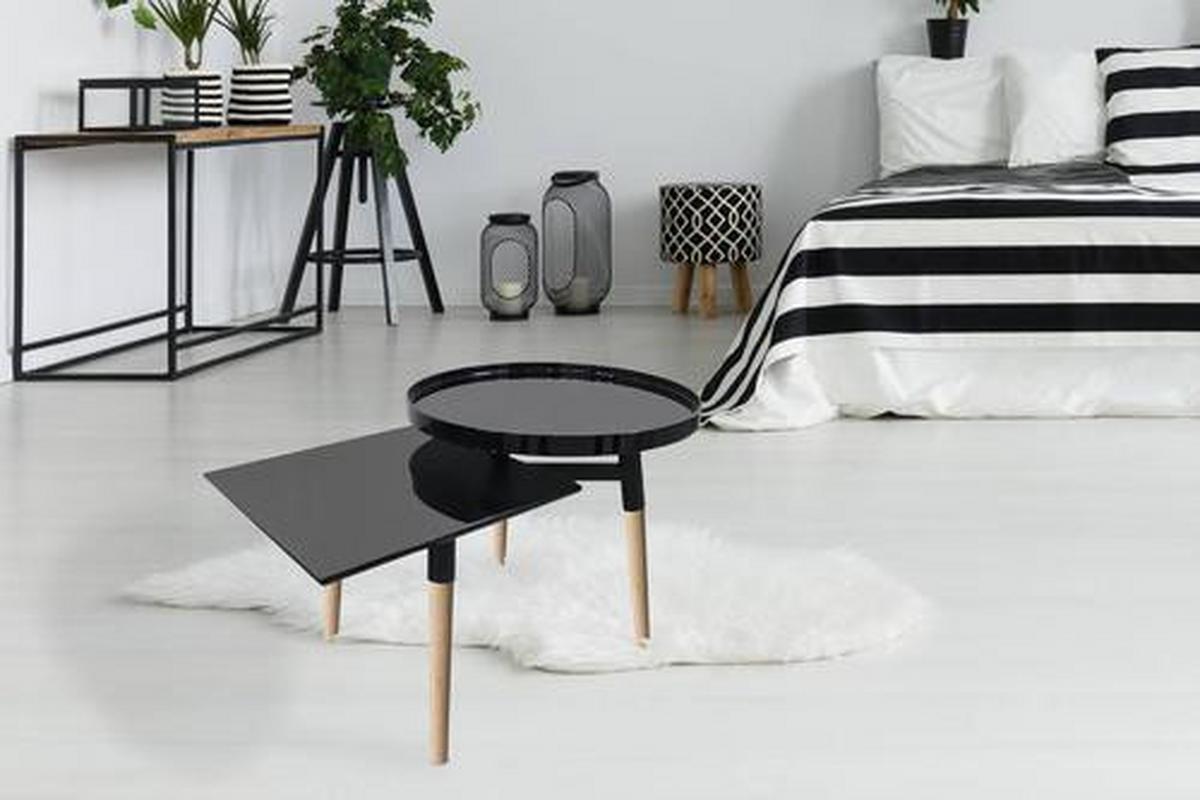 Beistelltisch Mit 2 Platten Buttler, Schwarz/Bambus - Schwarz/Braun, Basics, Holz/Holzwerkstoff (49,5/77/46cm) - Kayoom