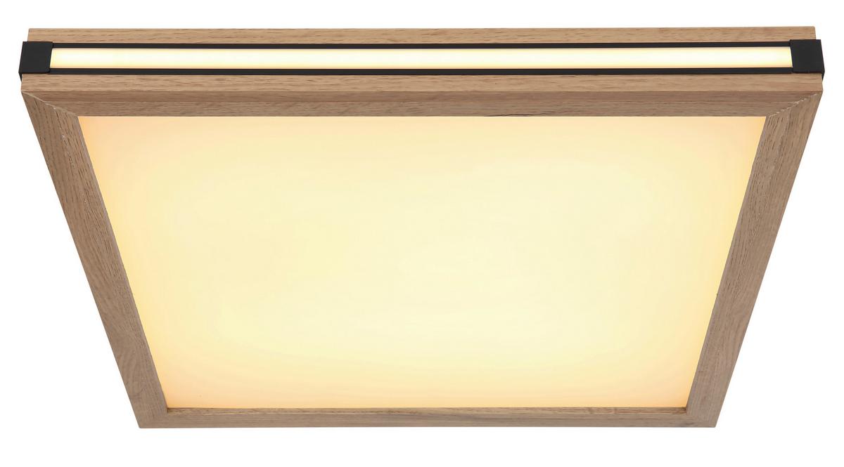 LED-Deckenleuchte 41589d2 - Dunkelbraun/Opal, Natur, Holzwerkstoff/Kunststoff (45/45/7,5cm) - Globo