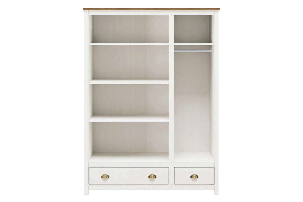 Drehtürenschrank Weiß B: 136 Cm - Weiß, Natur, Holz (136/185/54cm) - Livetastic