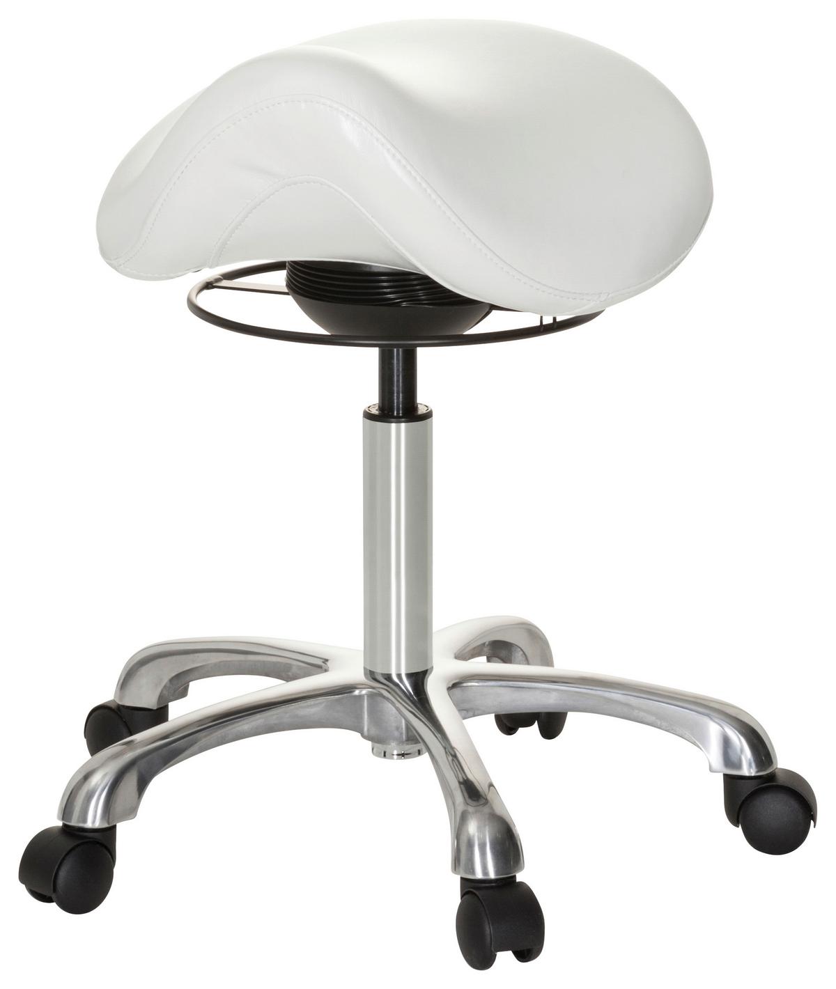 Bürohocker Ortho Sit Weiß Bis 110 Kg - Silberfarben/Weiß, Basics, Kunststoff/Textil (56/54/56cm) - MID.YOU