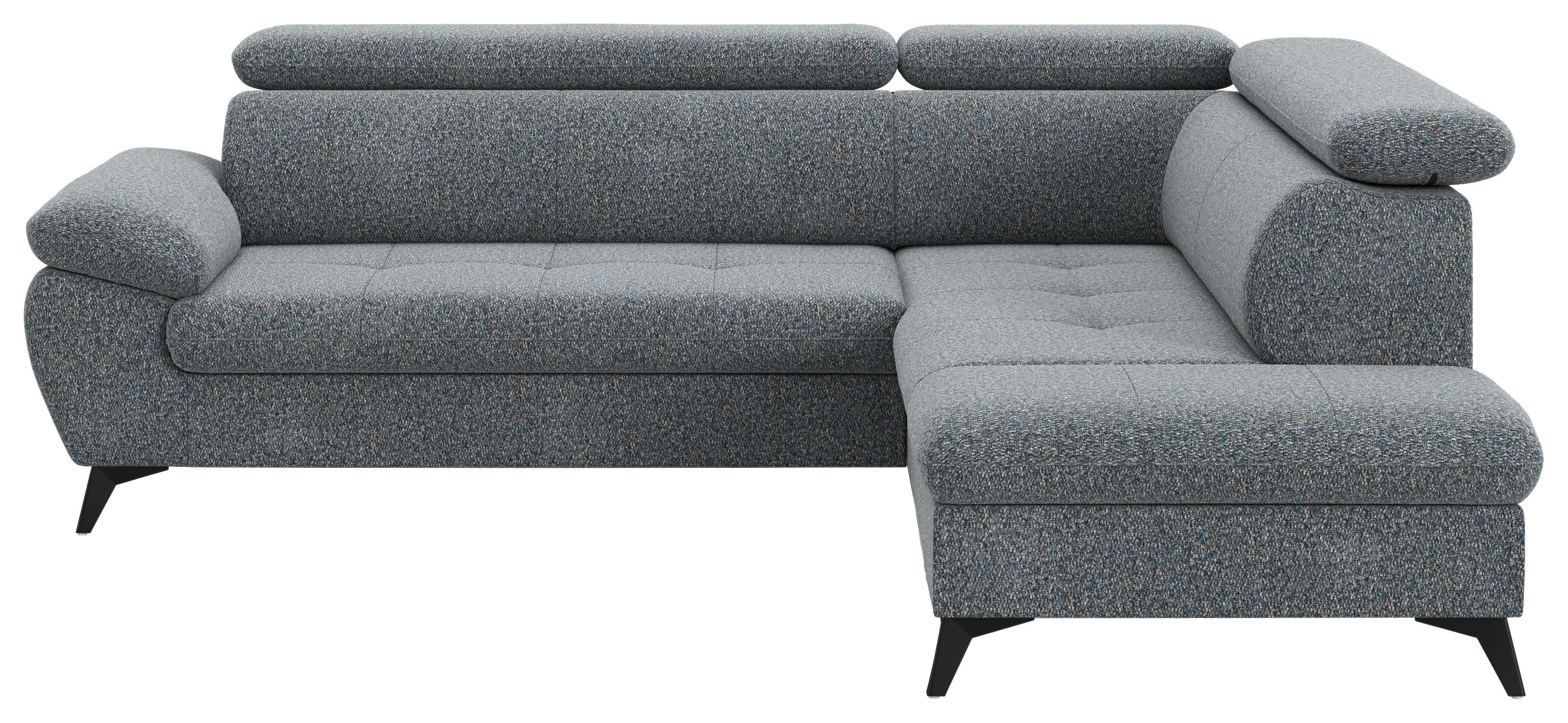 Ecksofa mit Bettfunktion Hudson, Chenille grau - Schwarz/Grau, KONVENTIONELL, Textil (256/207cm) - Sembella