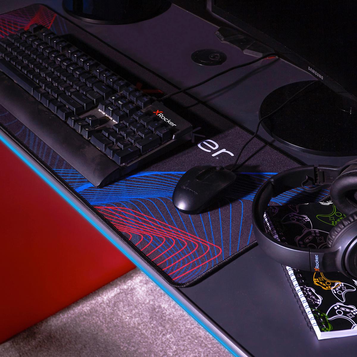 Gamingtisch Carbon-Tek - Rot/Schwarz, MODERN, Holzwerkstoff (123,5/53,3/75,5cm) - X Rocker