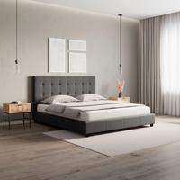 Čalouněná postel Frederico, 180x200, šedá - šedá/černá, Moderní, kov/dřevo (180/200cm) - Bessagi Home