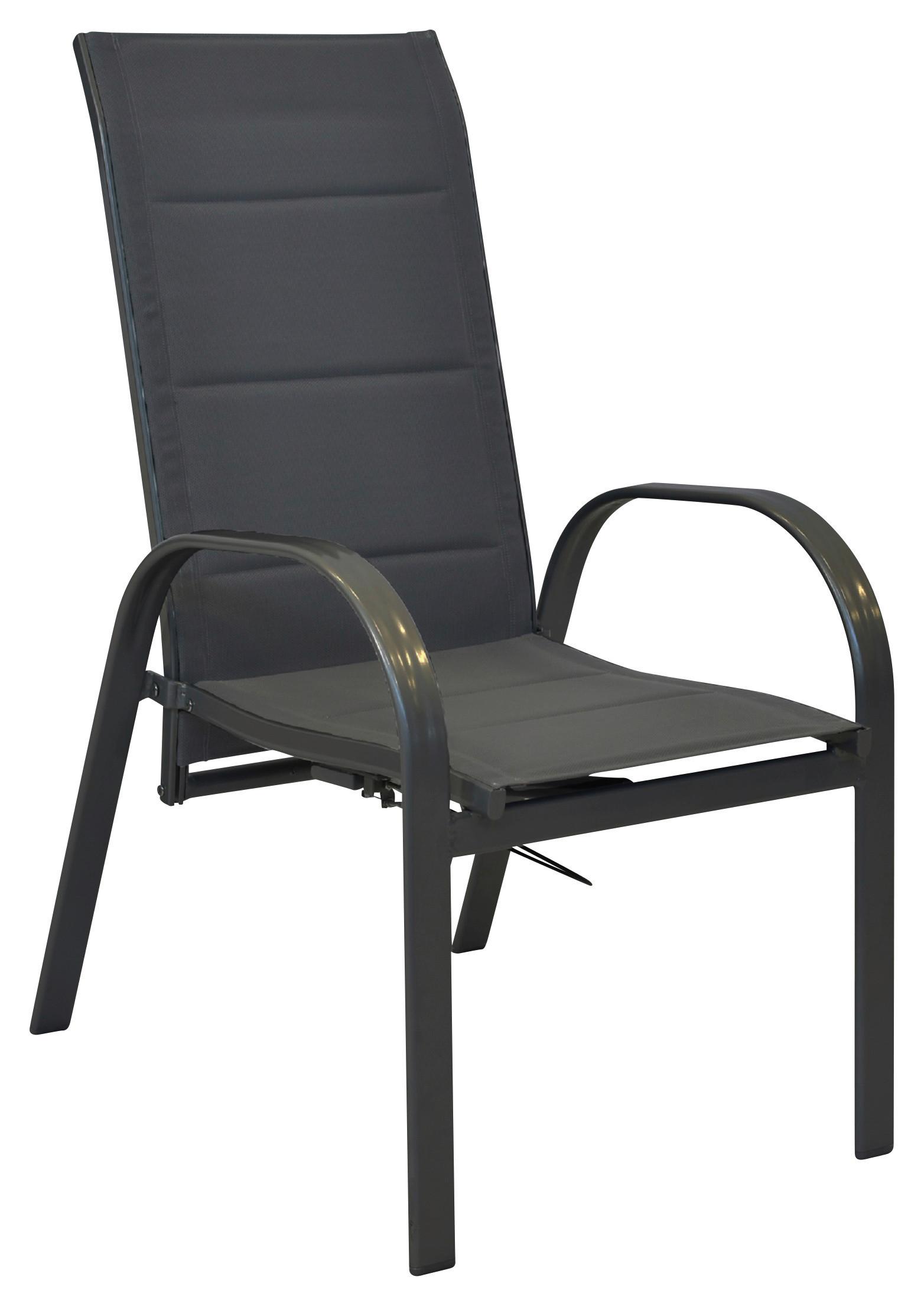 Gartensessel Stapelbar Amalfi Aluminium - Anthrazit/Graphitfarben, MODERN, Kunststoff/Metall (59/107/71cm) - Gardenson