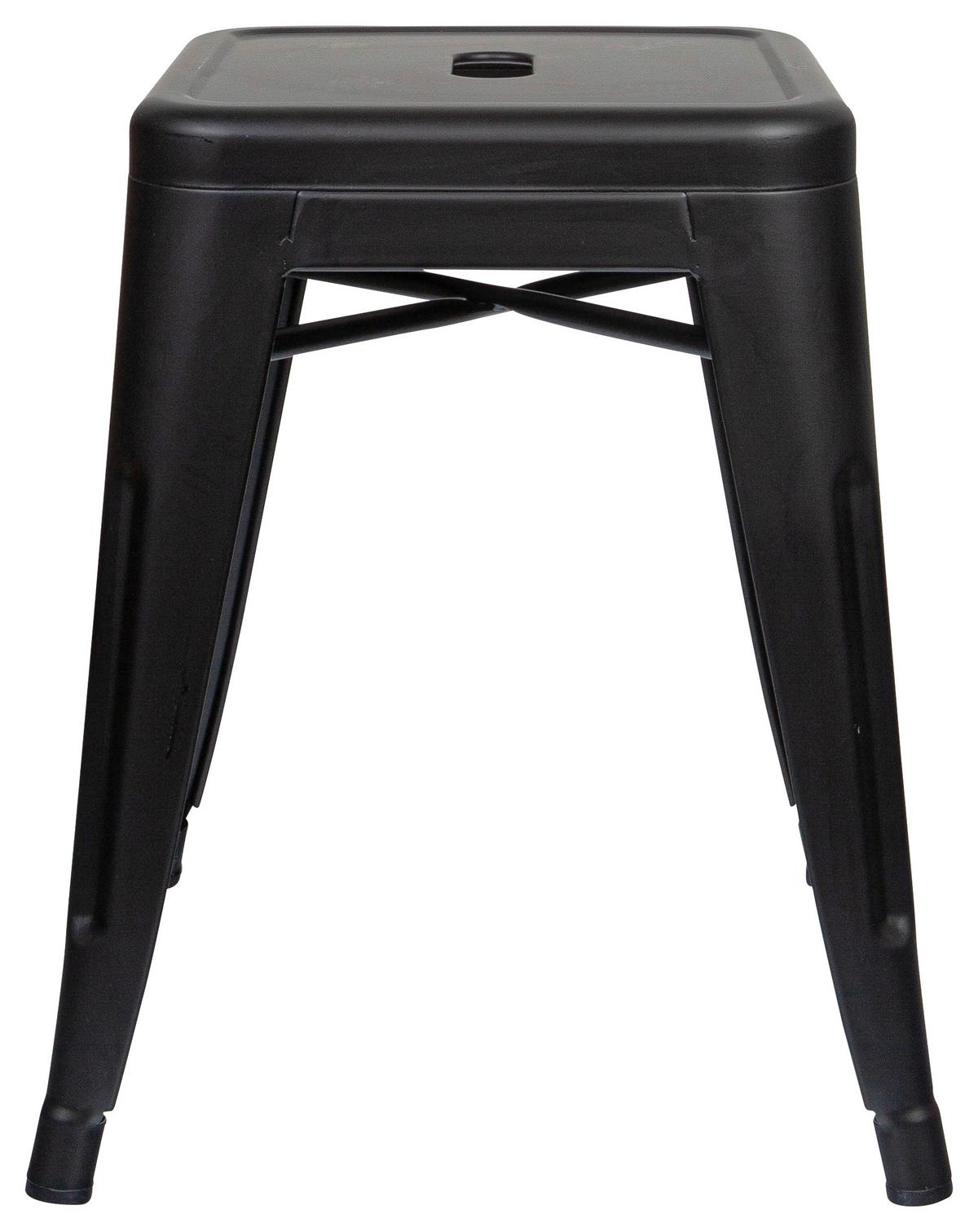 Hocker Vantaggio Brush Stahl Schwarz H: 46 cm Stapelbar - Schwarz, Basics, Metall (39/46/39cm) - MID.YOU