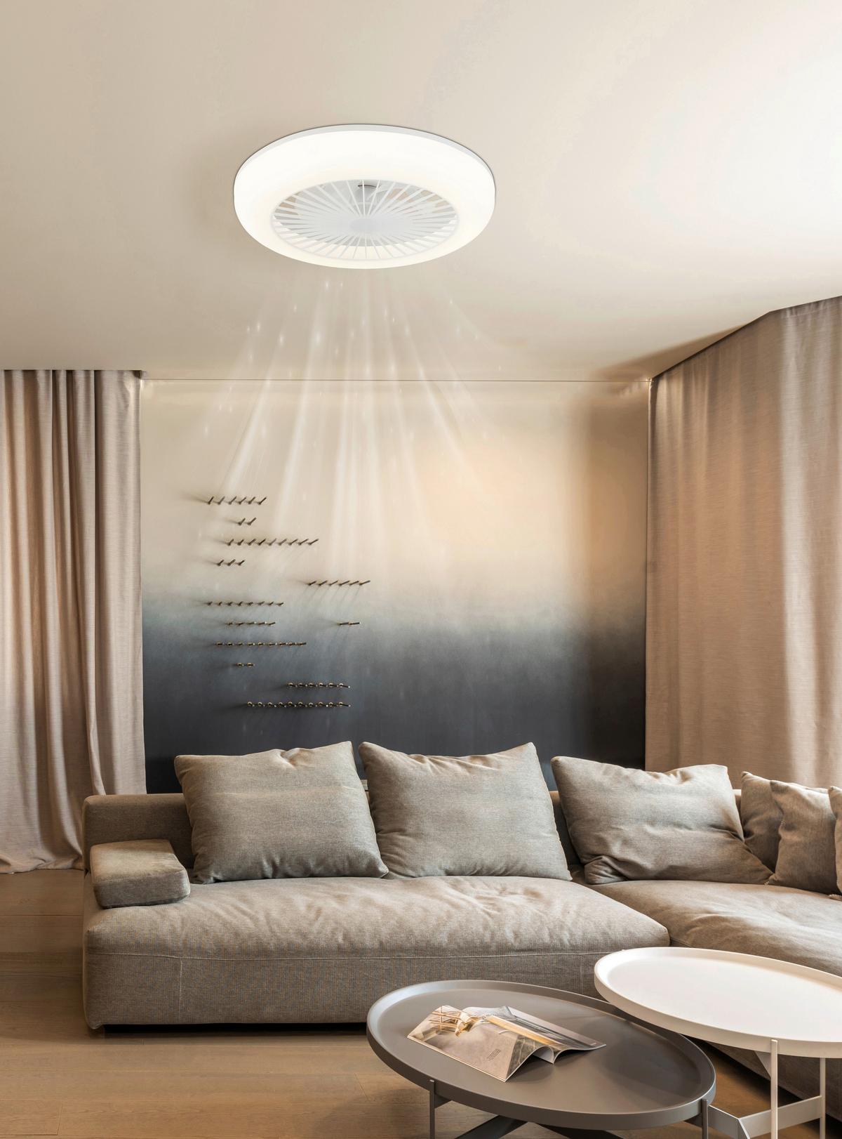 Deckenventilator Kunststoff 230V Transparent - Transparent/Opal, Design, Kunststoff (45/140cm) - Globo