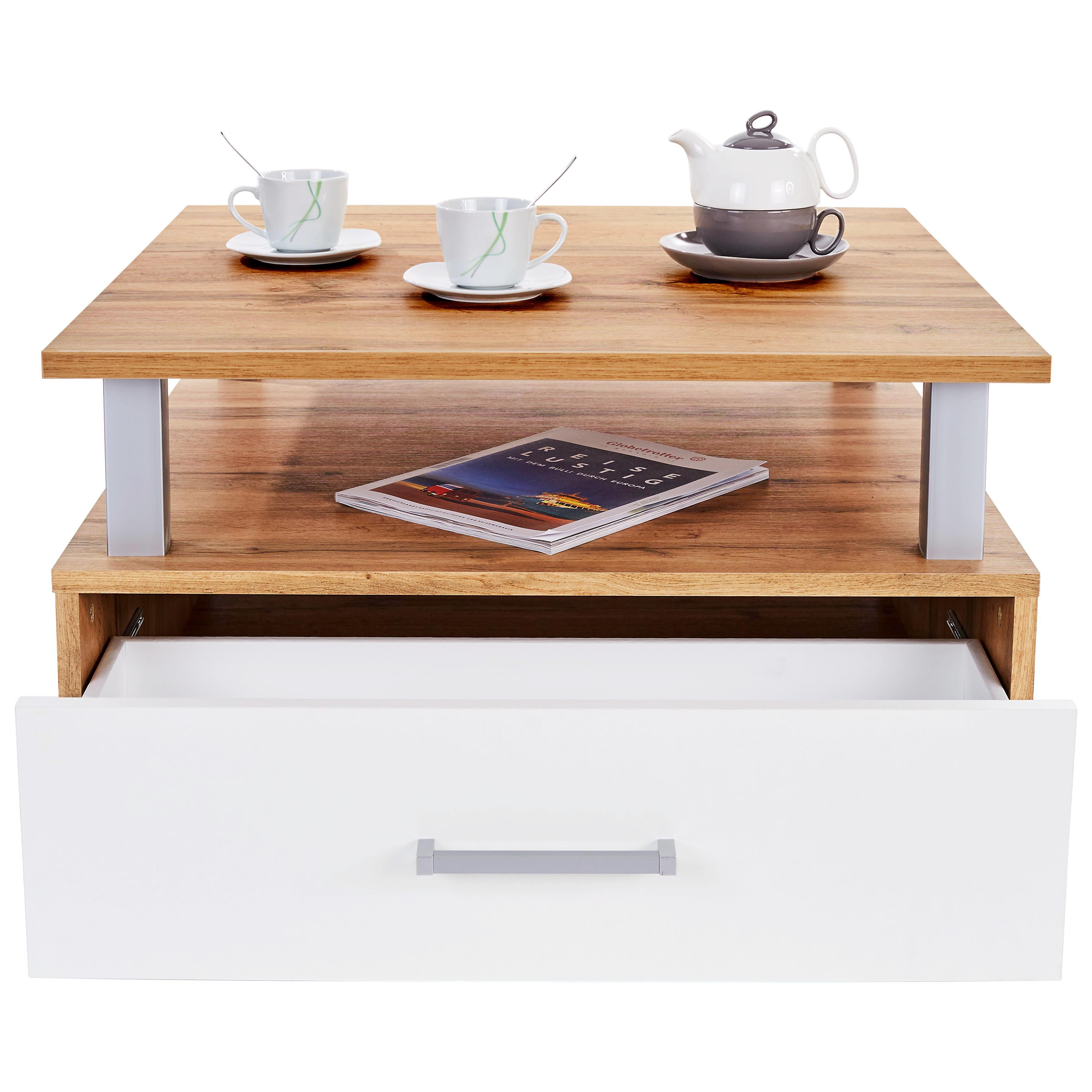 Quadratischer Couchtisch auf Rollen