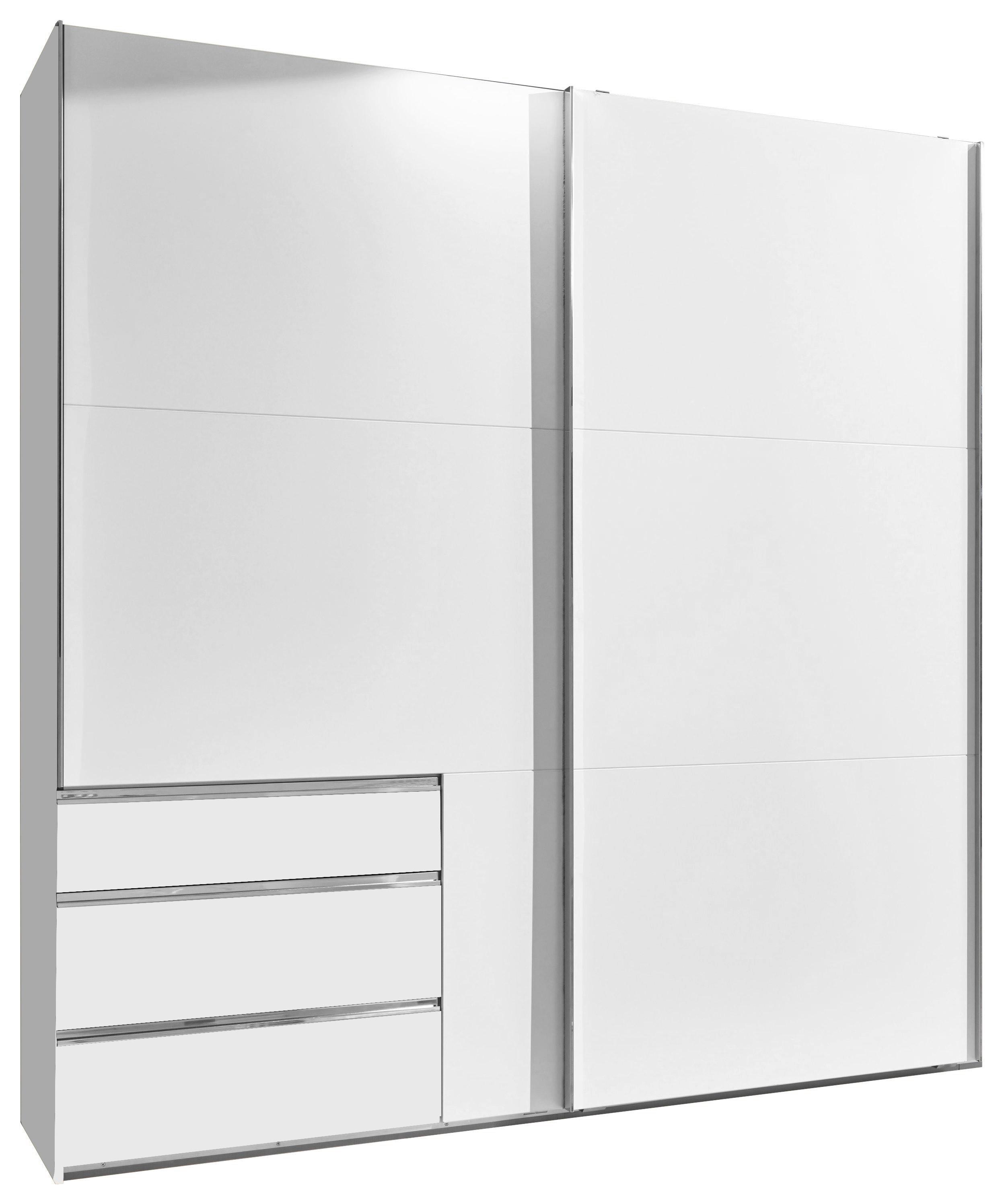 Schwebetürenschrank mit Laden 250cm Level 36a, Weiß - Weiß, MODERN, Holzwerkstoff (250/216/65cm) - MID.YOU