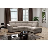 Ecksofa Como Echtleder Grau 260x229 - Wengefarben/Grau, Design, Leder/Textil (260/229cm) - Livetastic