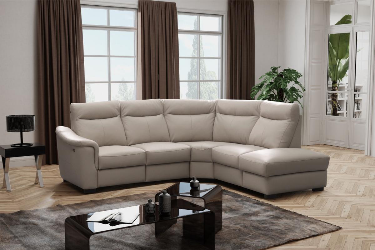 Ecksofa Como Echtleder Grau 260x229 - Wengefarben/Grau, Design, Leder/Textil (260/229cm) - Livetastic